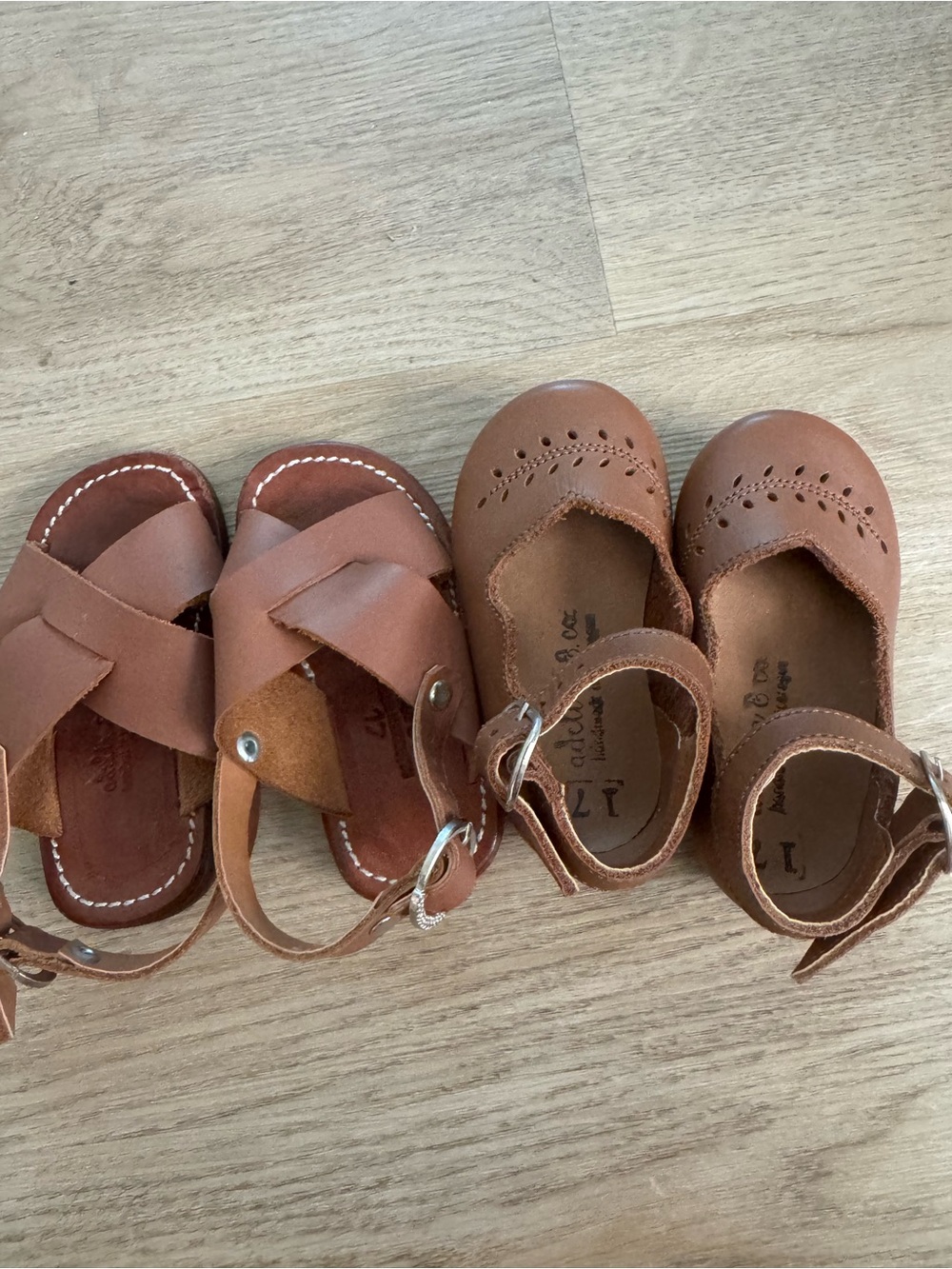 Kids Tan Leather Sandals and Mary Janes Set - Tan